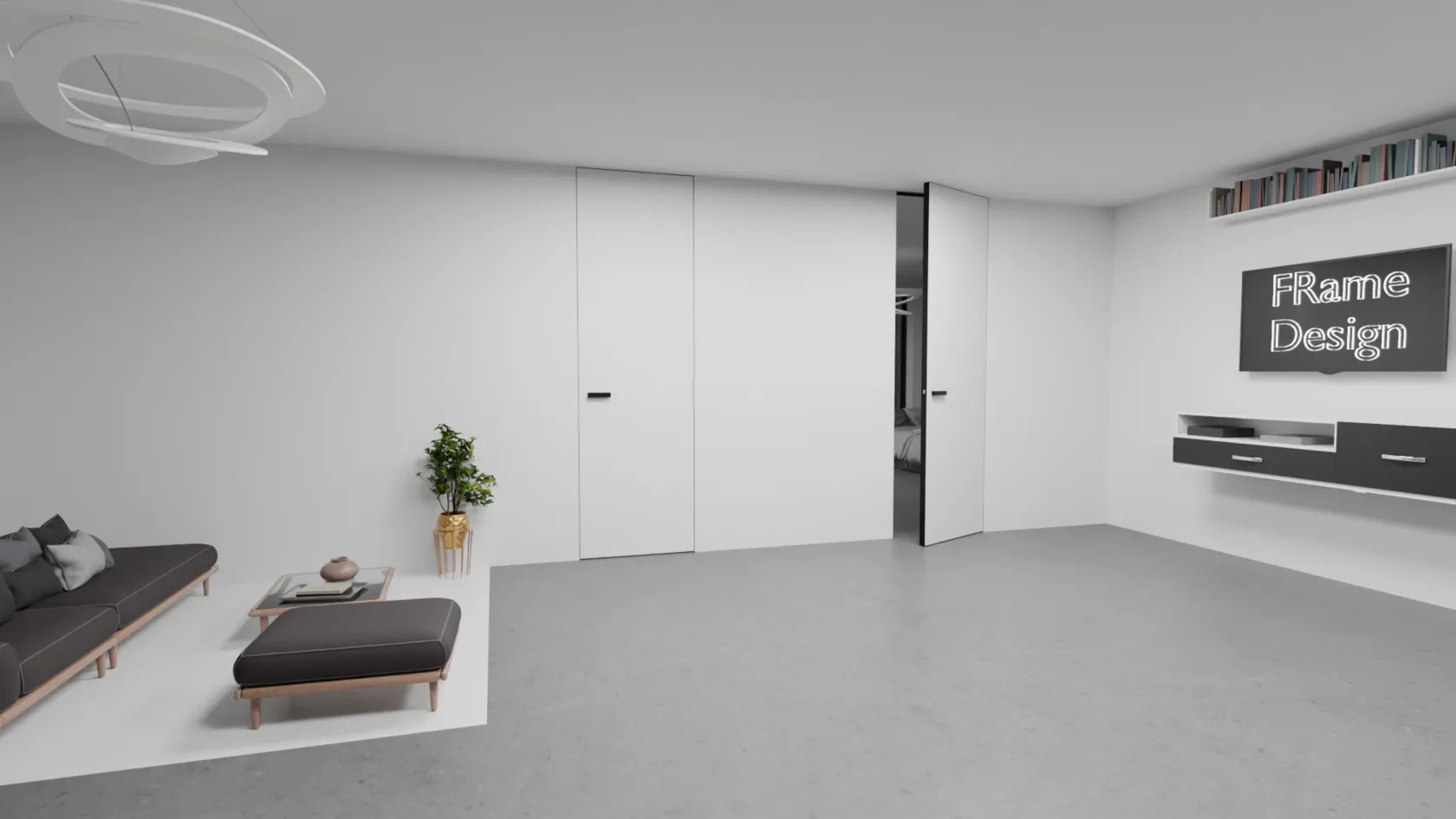 Скрытые двери Frame Design в светлом интерьере